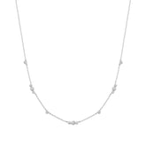 Silver Sparkling Bezel Cubic Zirconia Station Necklace